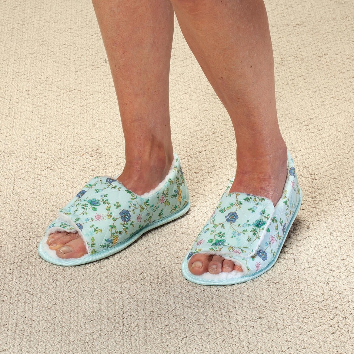 Rose Health Care Open Toe Edema Slippers for Women Navy Blue, Large 8.5 – 9.5 Wo