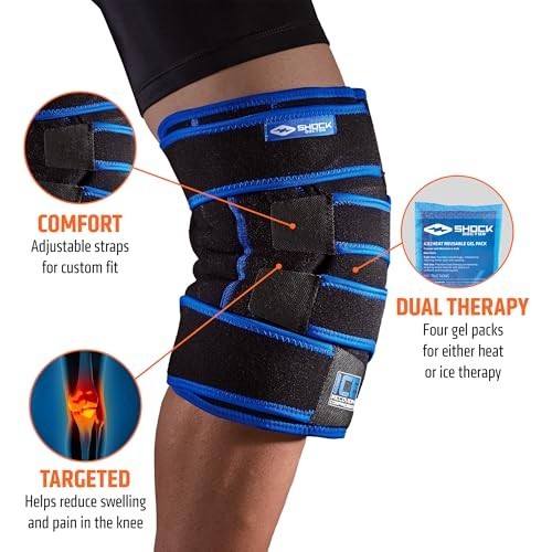 Knee Brace Ice Pack Wrap Compression Support for Pain Relief Swelling Adjustable