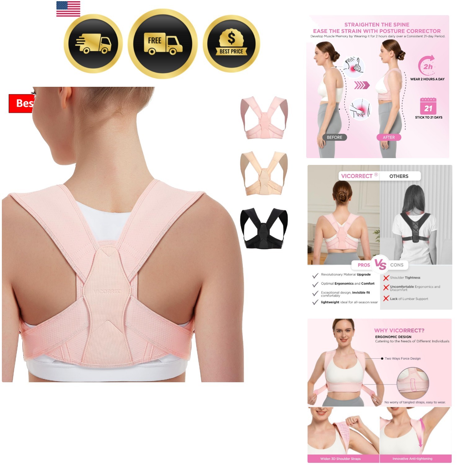 Posture Corrector for Women and Men, Adjustable Upper Back Brace for Clavicle…