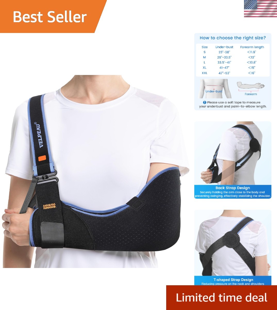 Arm Sling Shoulder Immobilizer for Women and Men, fit Left or Right Arm – Rot…