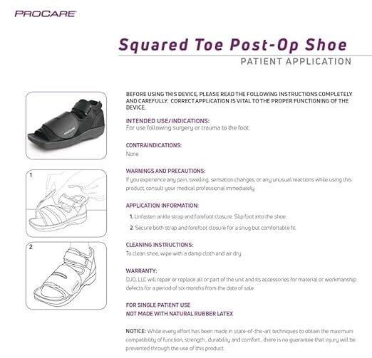Protective Post-Operative & Trauma Squared Toe Shoe to Keep Dressing Clean & Dry