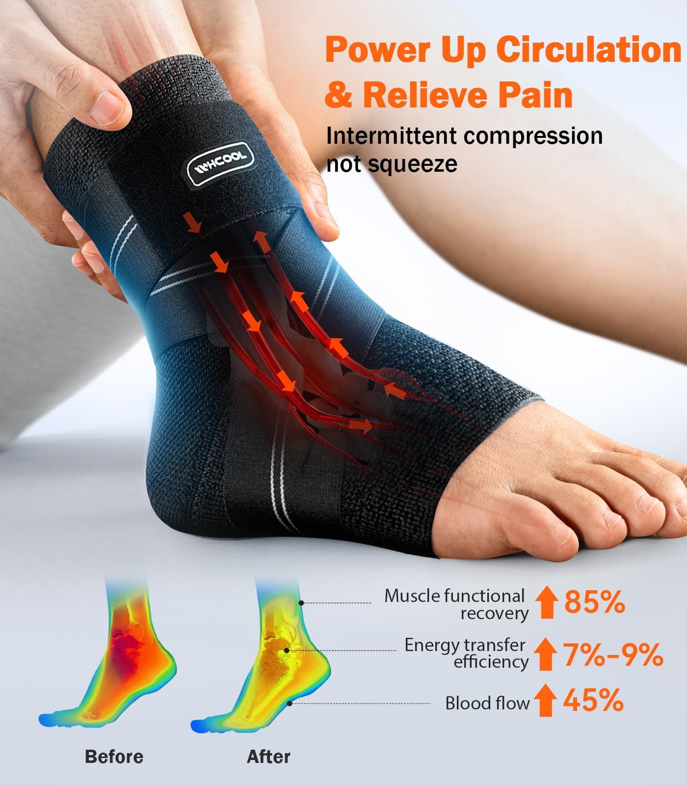 WHCOOL Flat Knitting Ankle Brace For Women&Men, Large, Black(Pack of 1)