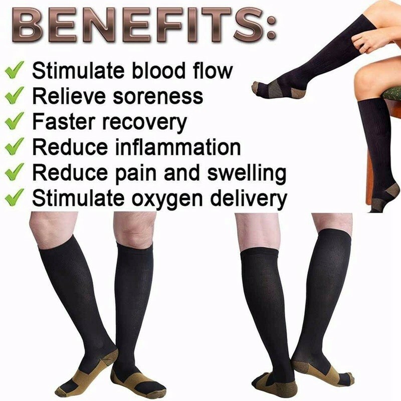 2Pairs XL Compression Sock Support Circulation Relief Varicose Veins Feet Relief