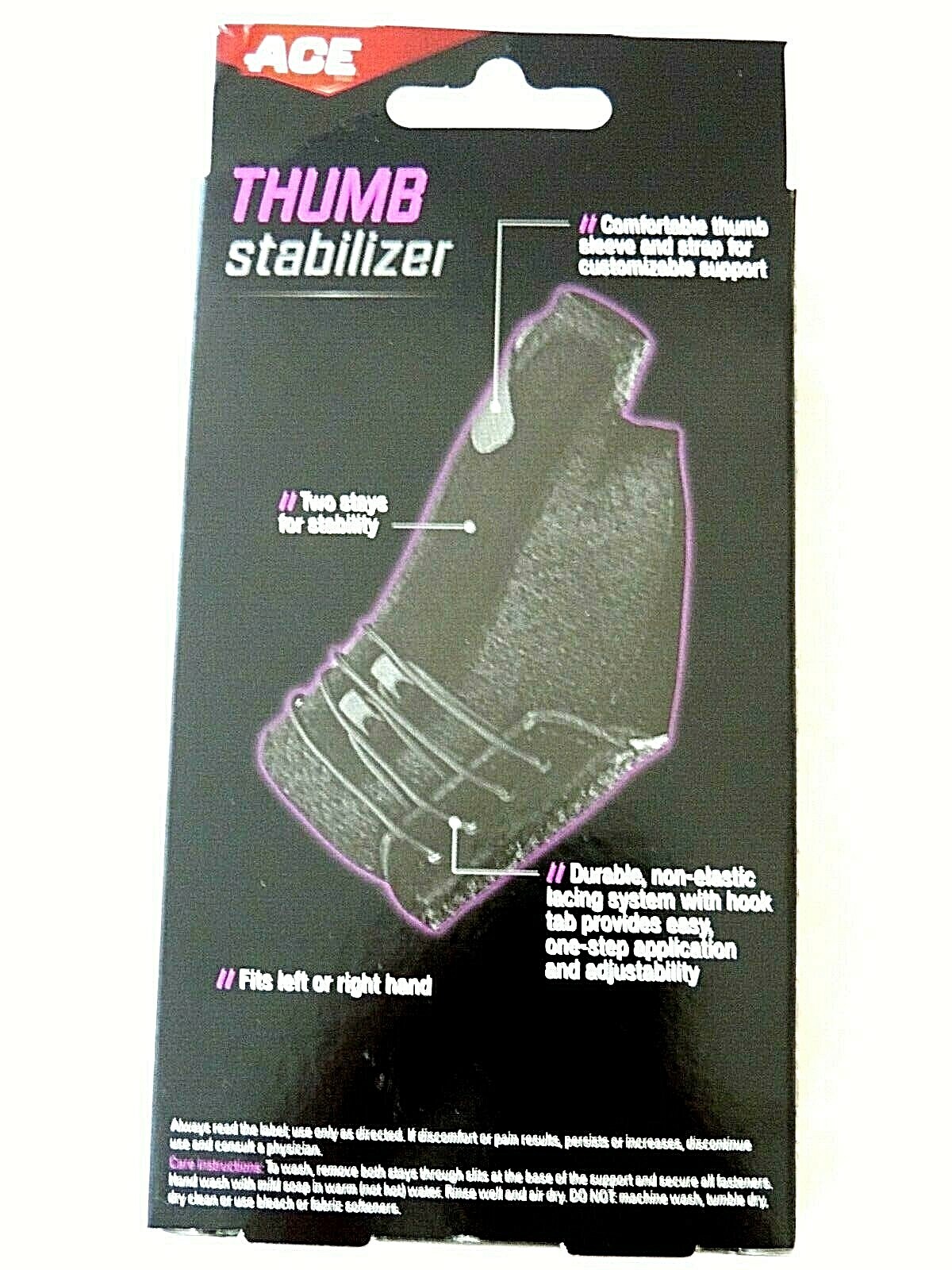 ACE Adjustable Thumb Stabilizer Fits Right Or Left Hand Black New Ships Free
