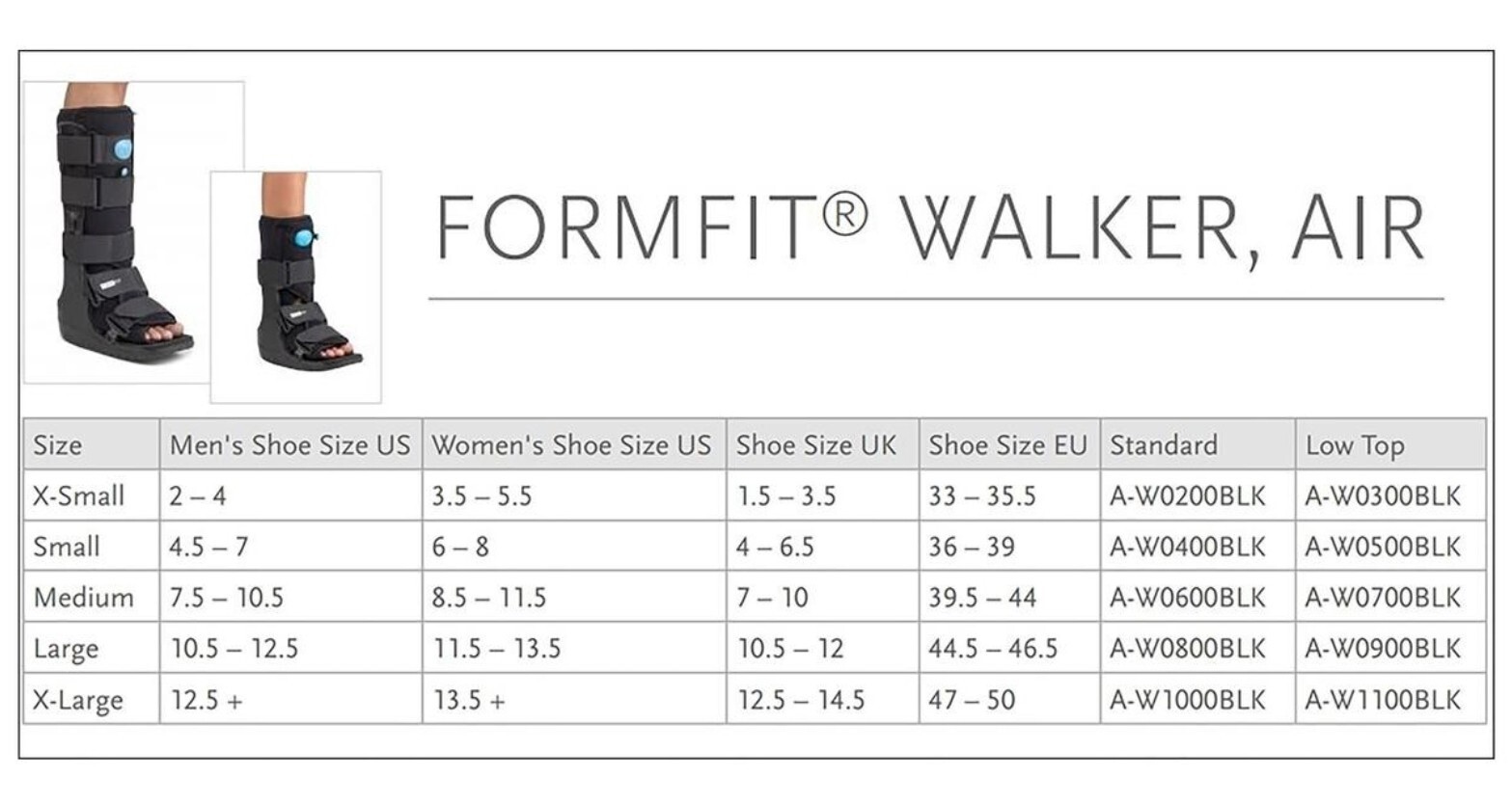 Ossur Formfit Equalizer Air Walker Boot, Medium, A-W0600BLK