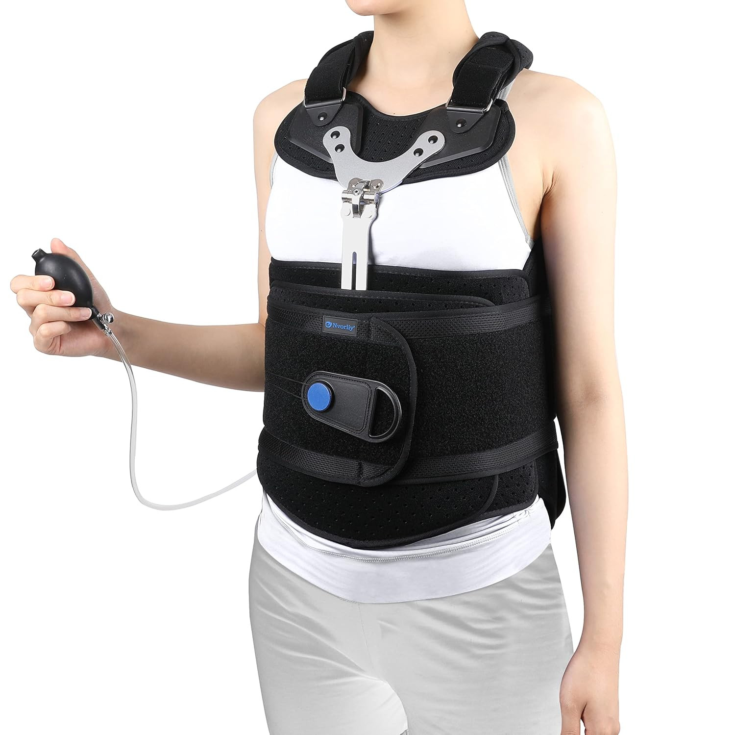 TLSO Full Back Brace for Back Pain Relief – Inflatable Airbag Thoracic Back Brac