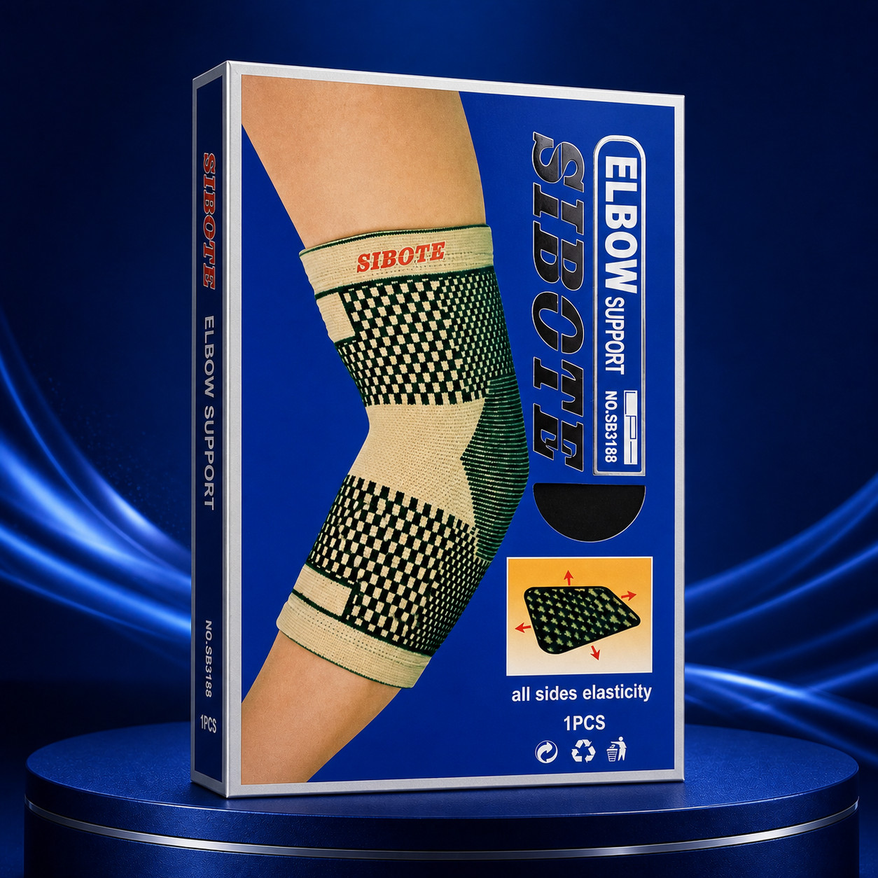 Sibote SB3188 Elastic Elbow Support Compression Sleeve Brace Beige 1 Piece