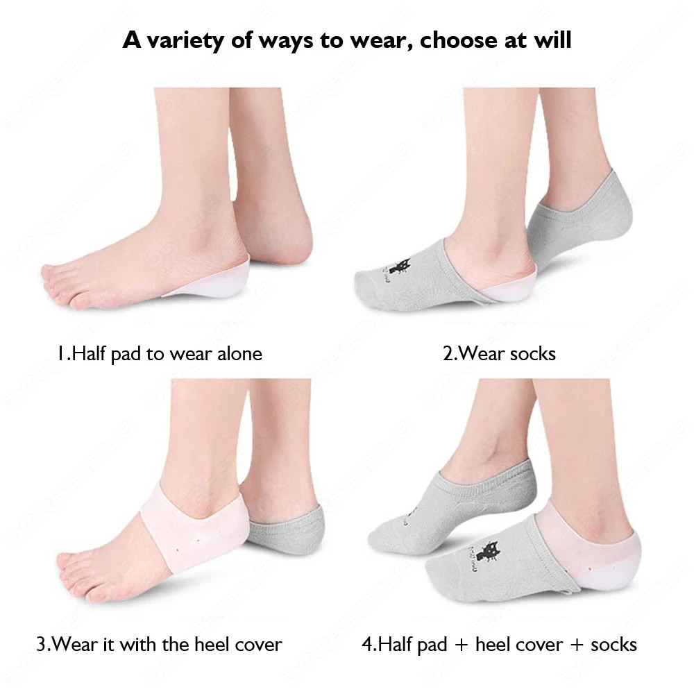 1Pair Invisible Height Increased Insole Silicone Heel Socks for Women Men