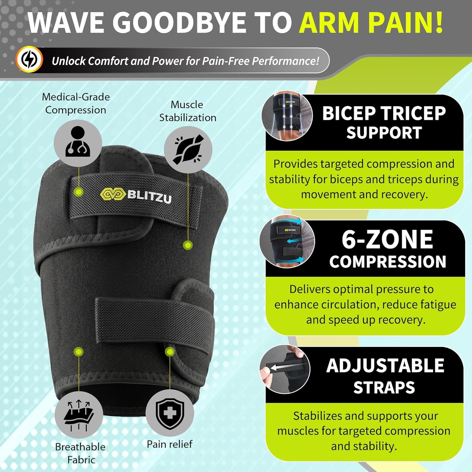 Bicep Tendonitis Brace Upper Arm Wrap Tricep Compression Sleeve Support