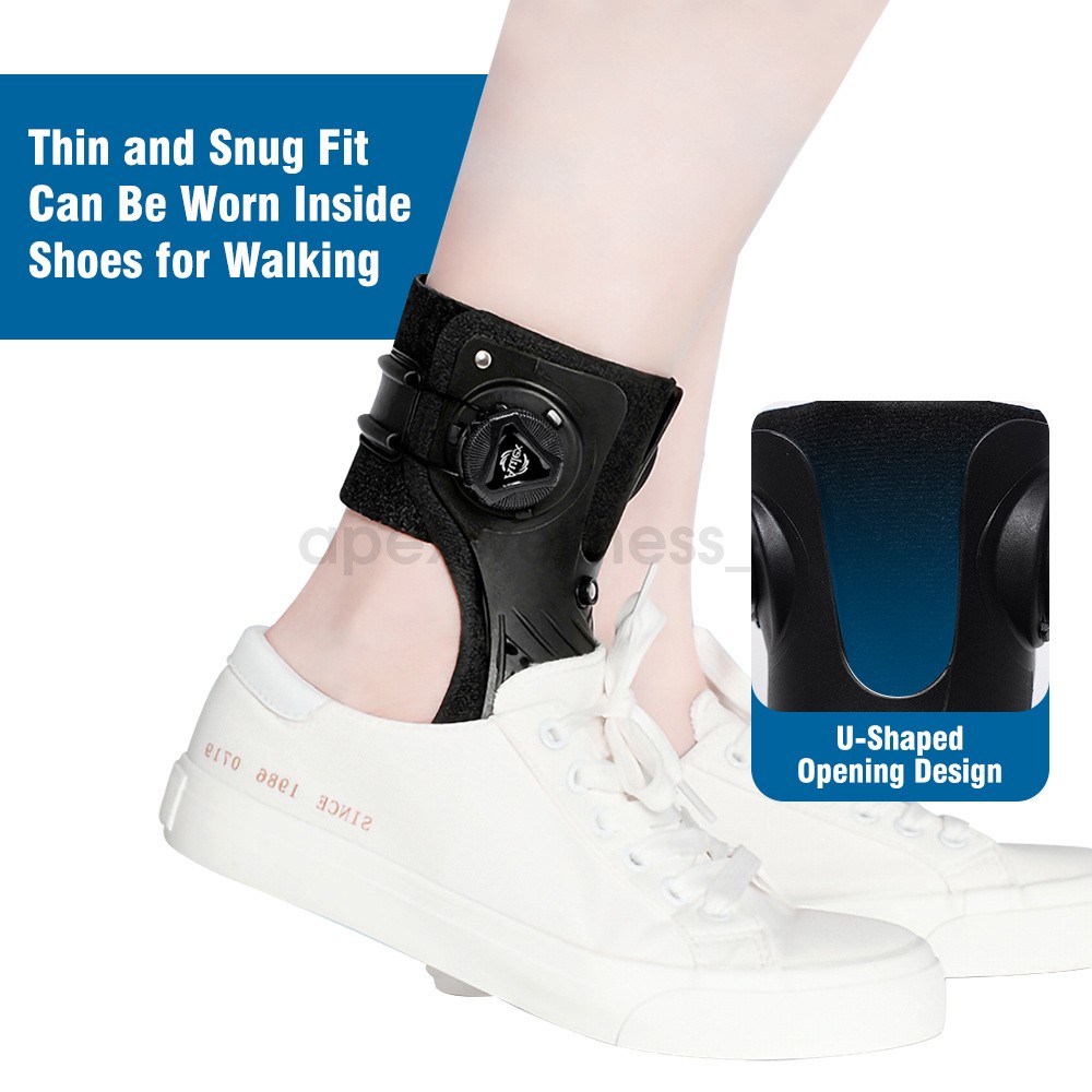Adjustable AFO Foot Drop Brace with Dial Knob & Air Cushion Ankle Support