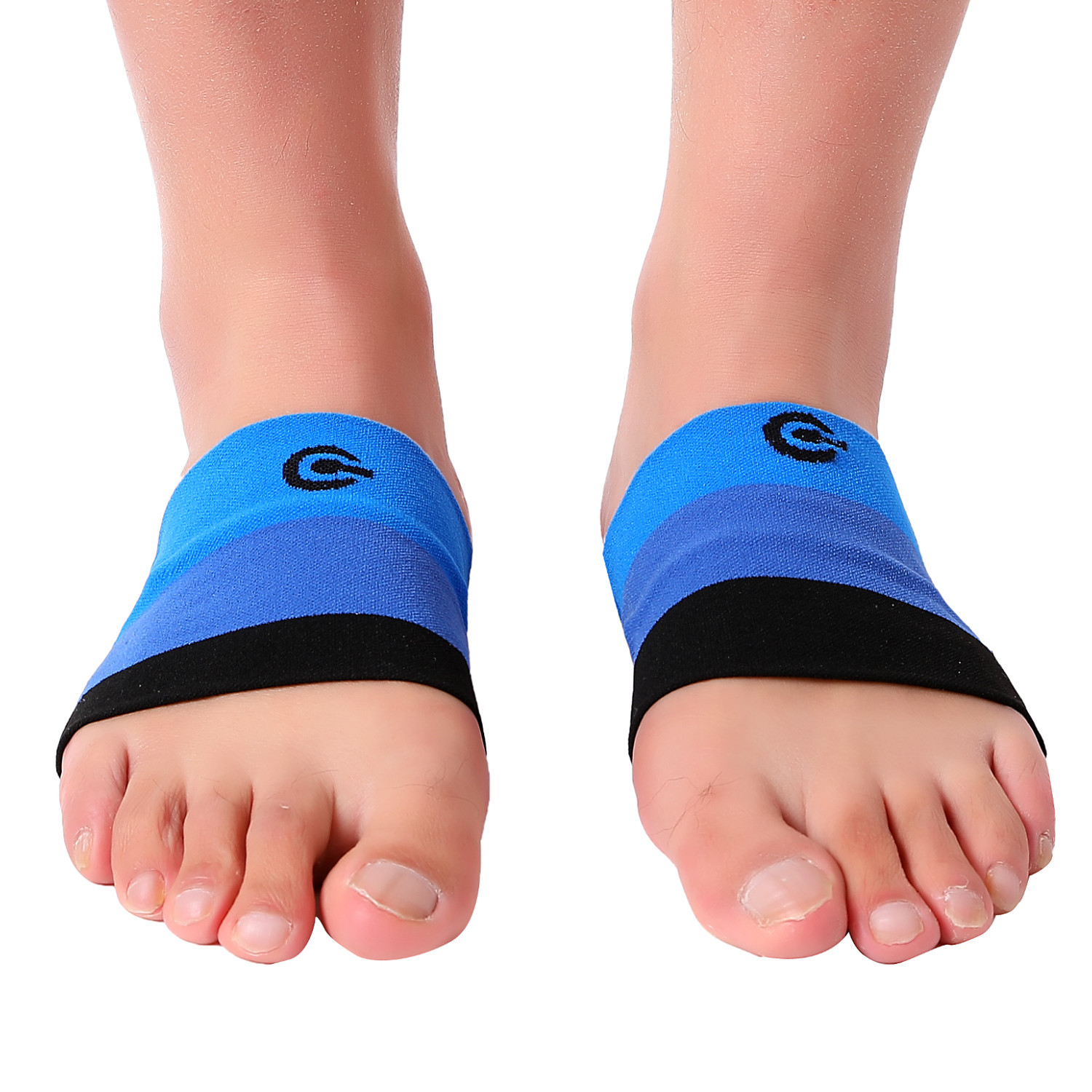 Doc Miller Arch Support Compression Sleeves 1 Pair Plantar Fasciitis BLK/BLU/BLU
