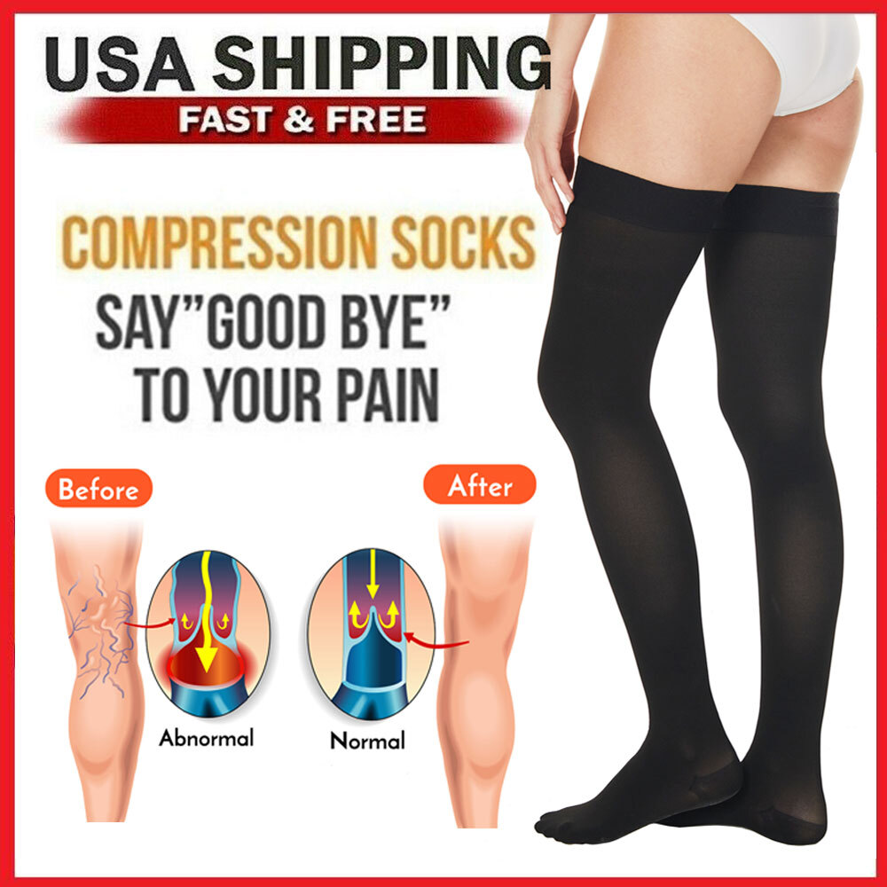 Compression Socks Thigh High Stockings Men Women 20-30 mmHg Varicose Veins Edema
