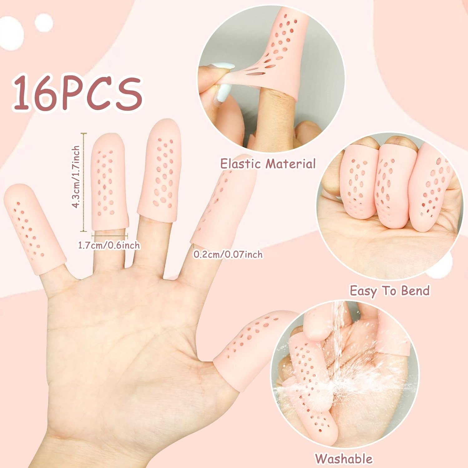 Breathable 16Pcs Gel Finger Cots – Customizable Comfort for All Activities