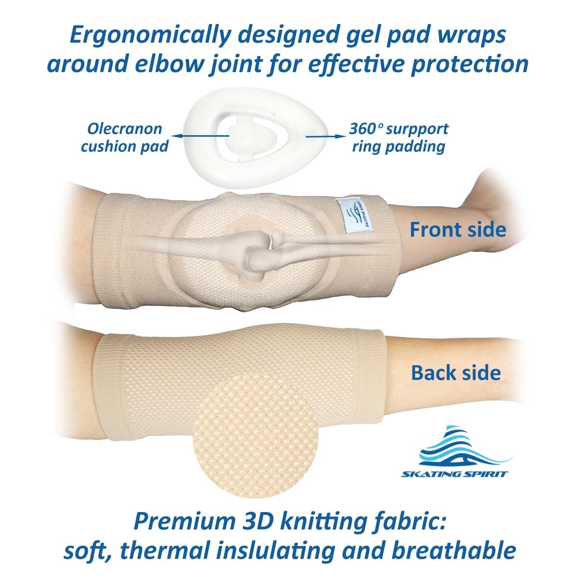 Gel Elbow Pads 1 Pair – Cushion and Protect Elbow Joint for Dancing Figure Sk…