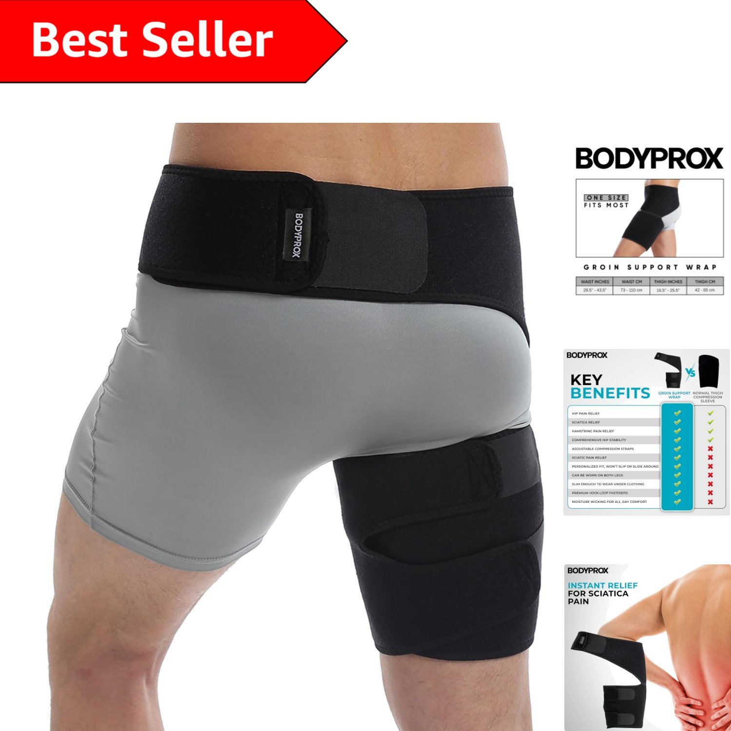 Versatile Groin Wrap with Double Straps for Pain Relief & Muscle Stabilization