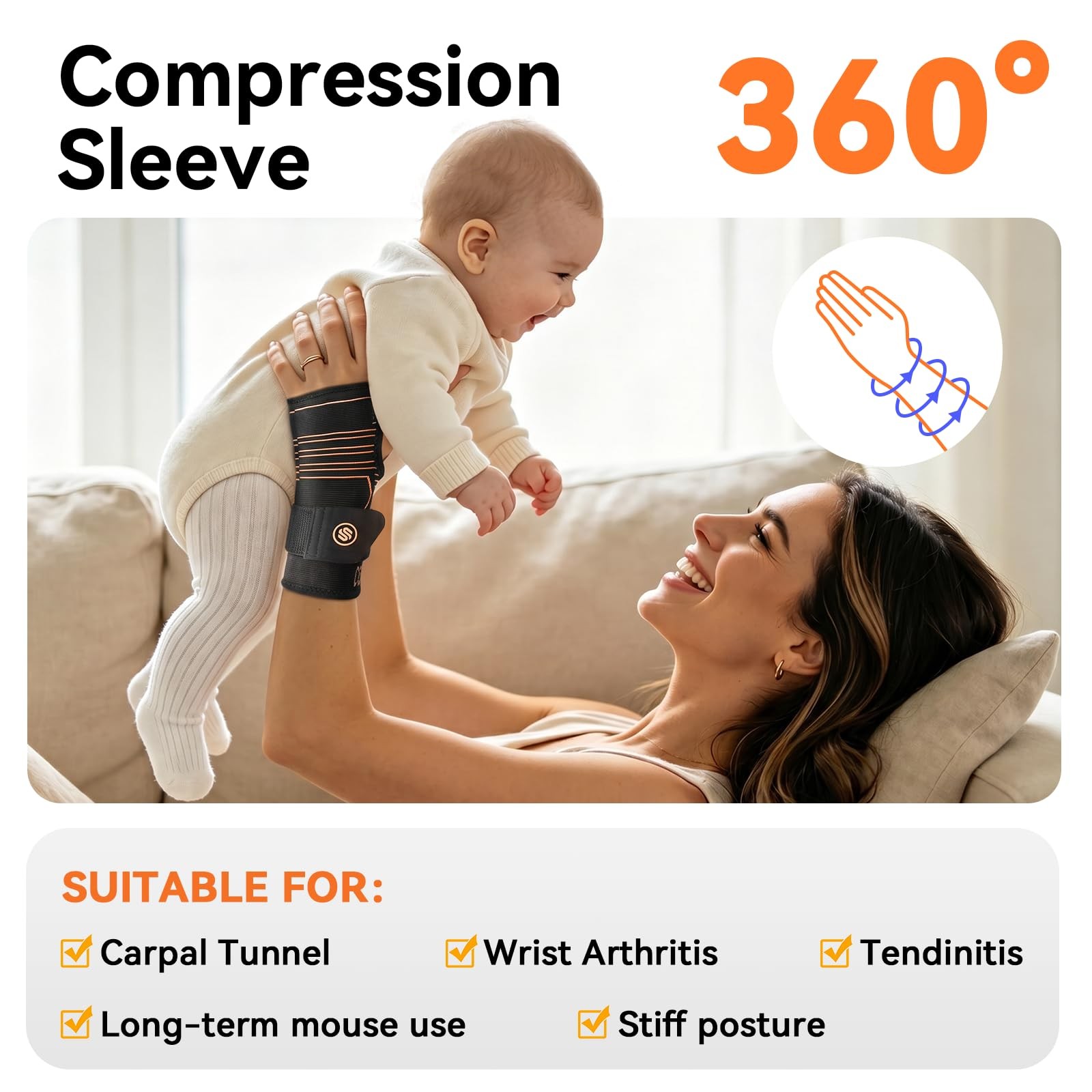 SOLOEVER Wrist Compression Sleeve Black-XXL