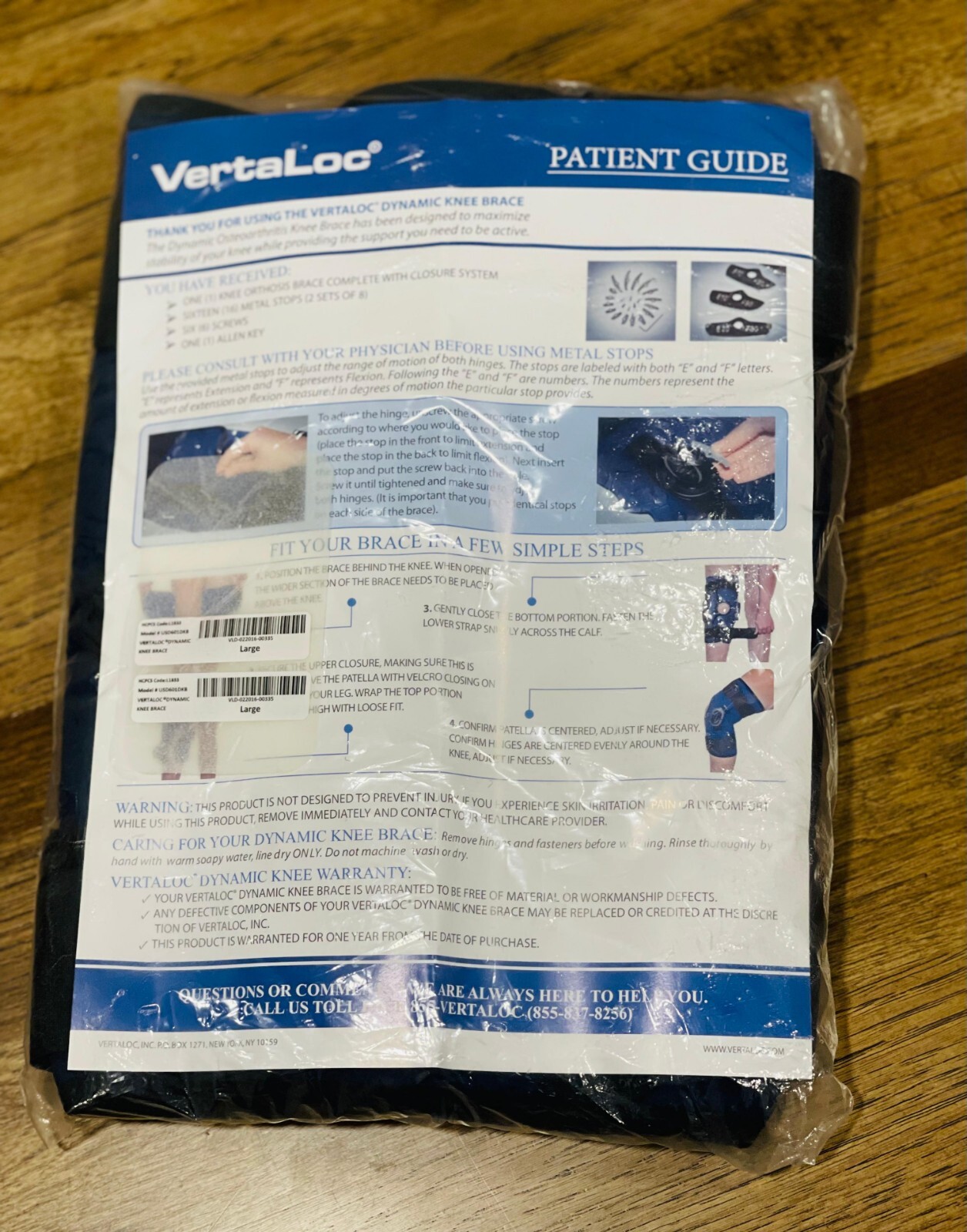 Vertaloc Dynamic Knee Brace Size LARGE USD601DKB New In Original Sealed Package