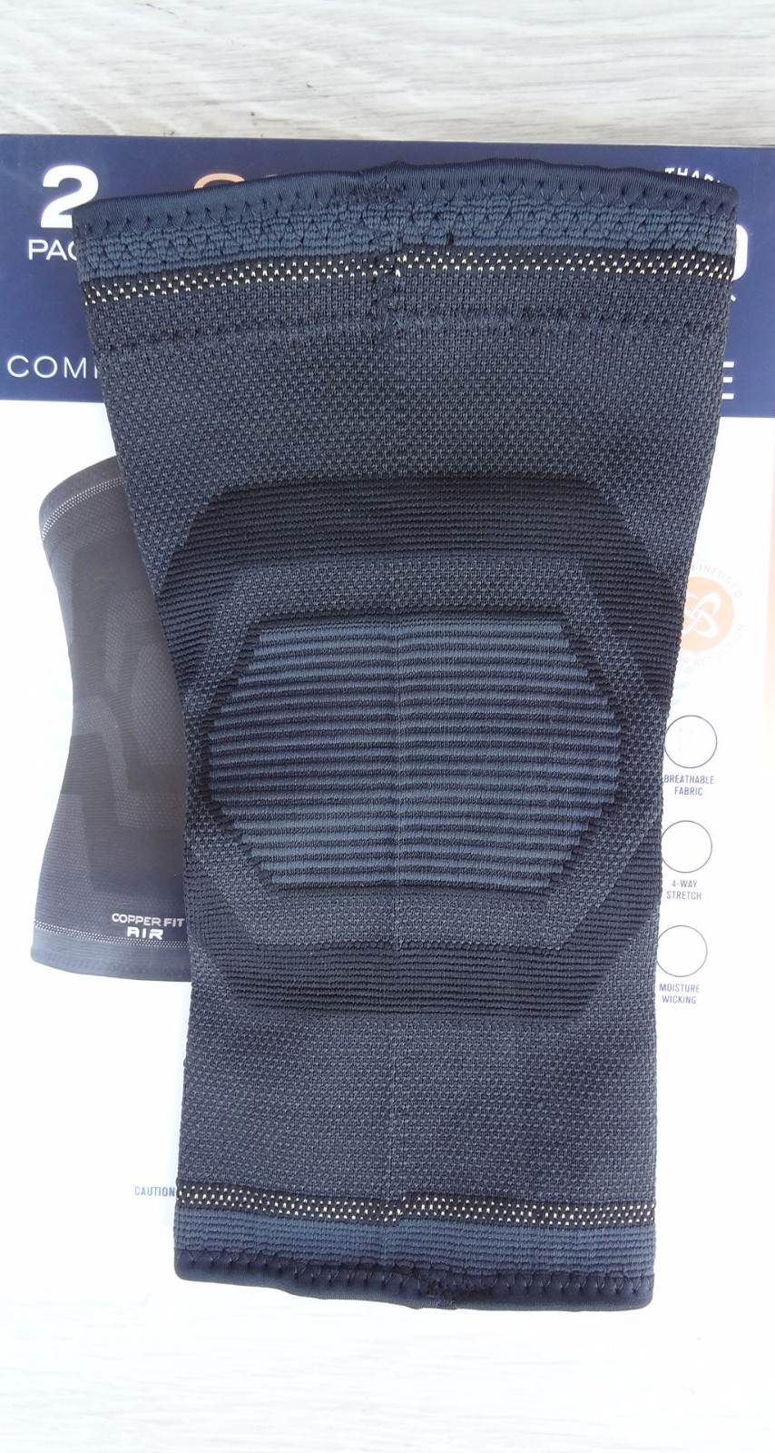 2/Pack Copper Fit Elite Air Breathable Compression Knee Sleeve L/XL (16″-20″)