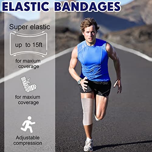 20 Pack 4″ Elastic Bandage Wraps – Self-Closure Compression for Legs, Knees, Wri