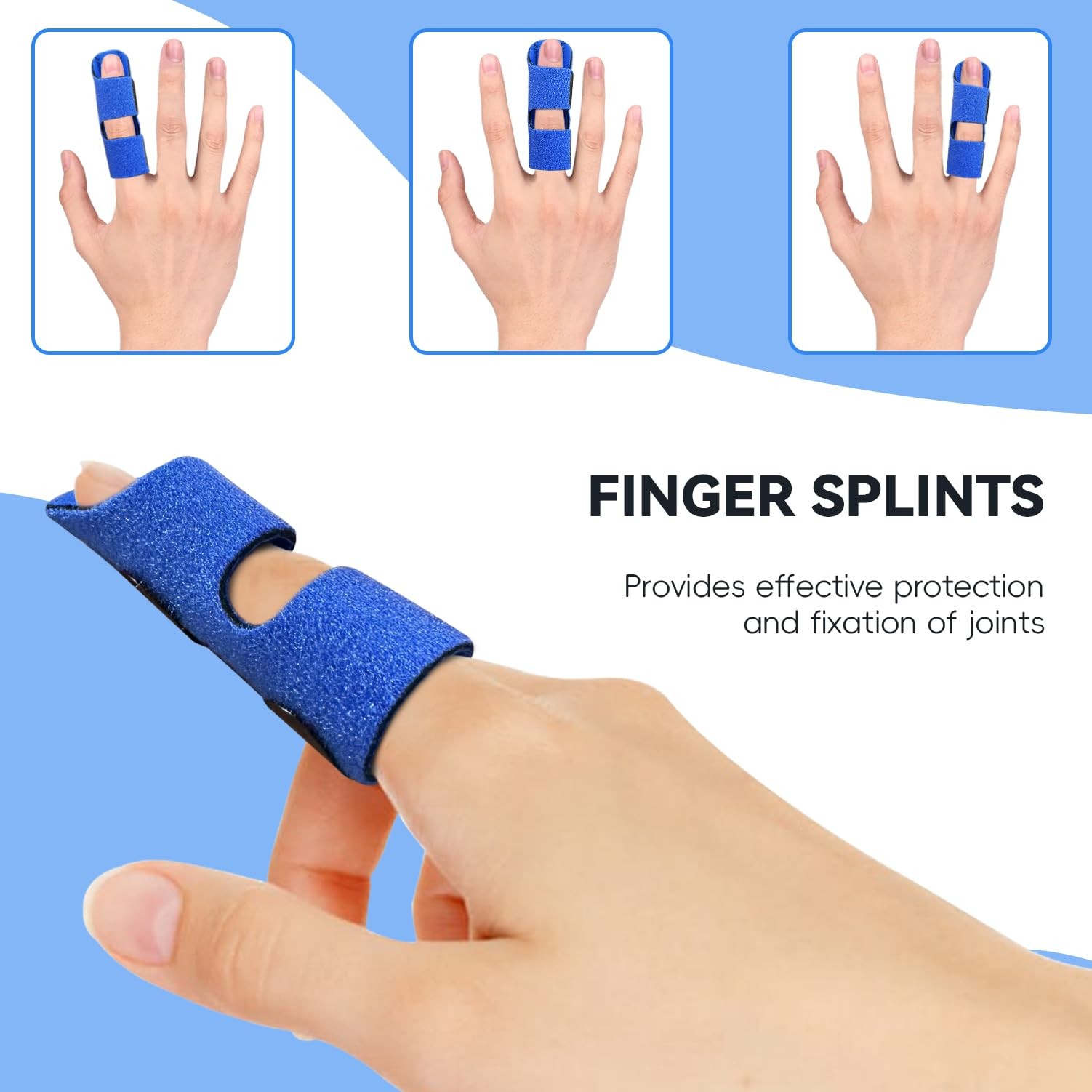 Bozenu Finger Splint, Universal Trigger Brace for One Size, Blue