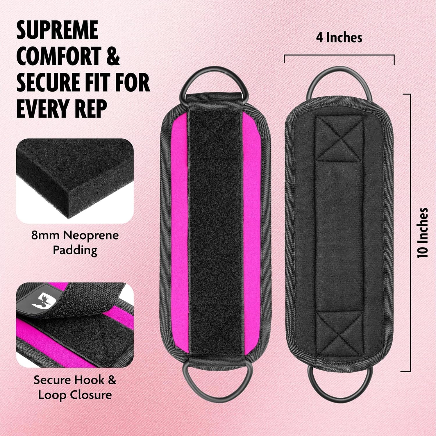 All-in-One Ankle Straps – 8MM Padding for Leg Extensions & Glute Training, Pair