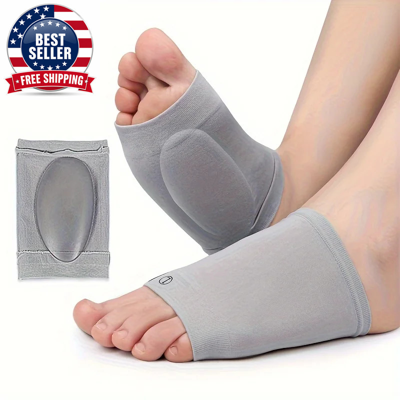 A Pair of Vegetative Arch Support Sleeves with Gel Pads – Compression Foot Stand