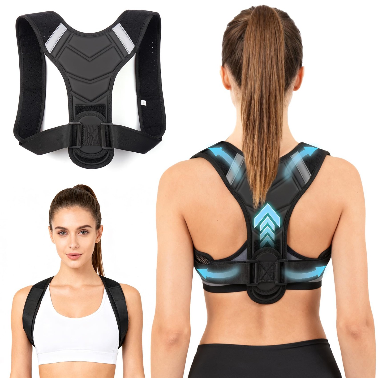 Origintek Posture Corrector for Men & Women, Adjustable Back Large, Black