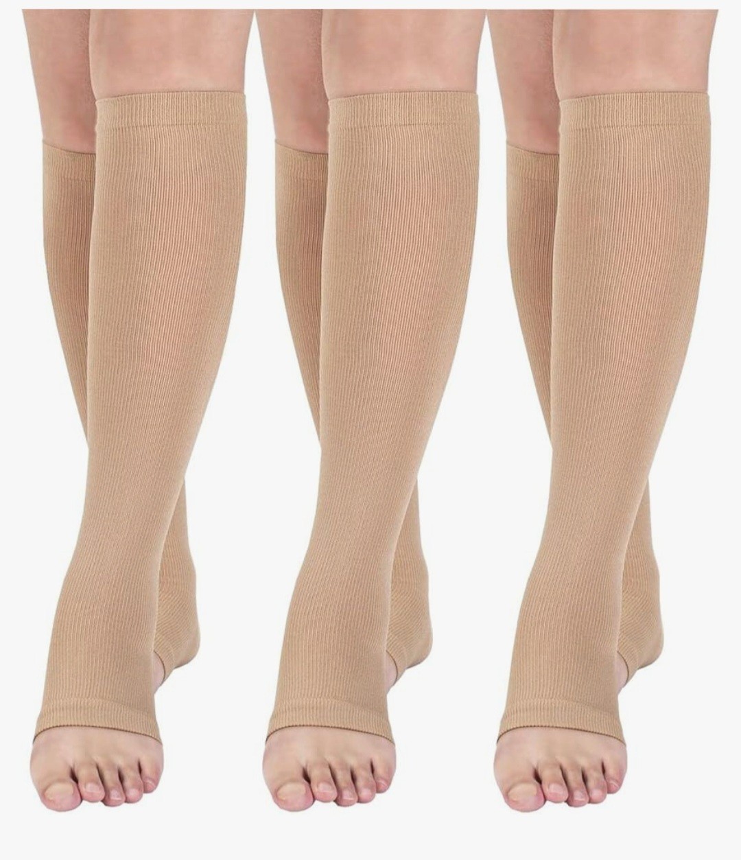Open toe Toeless Compression Socks 3 Pairs for Women Men 15-20 mmHg Support R…