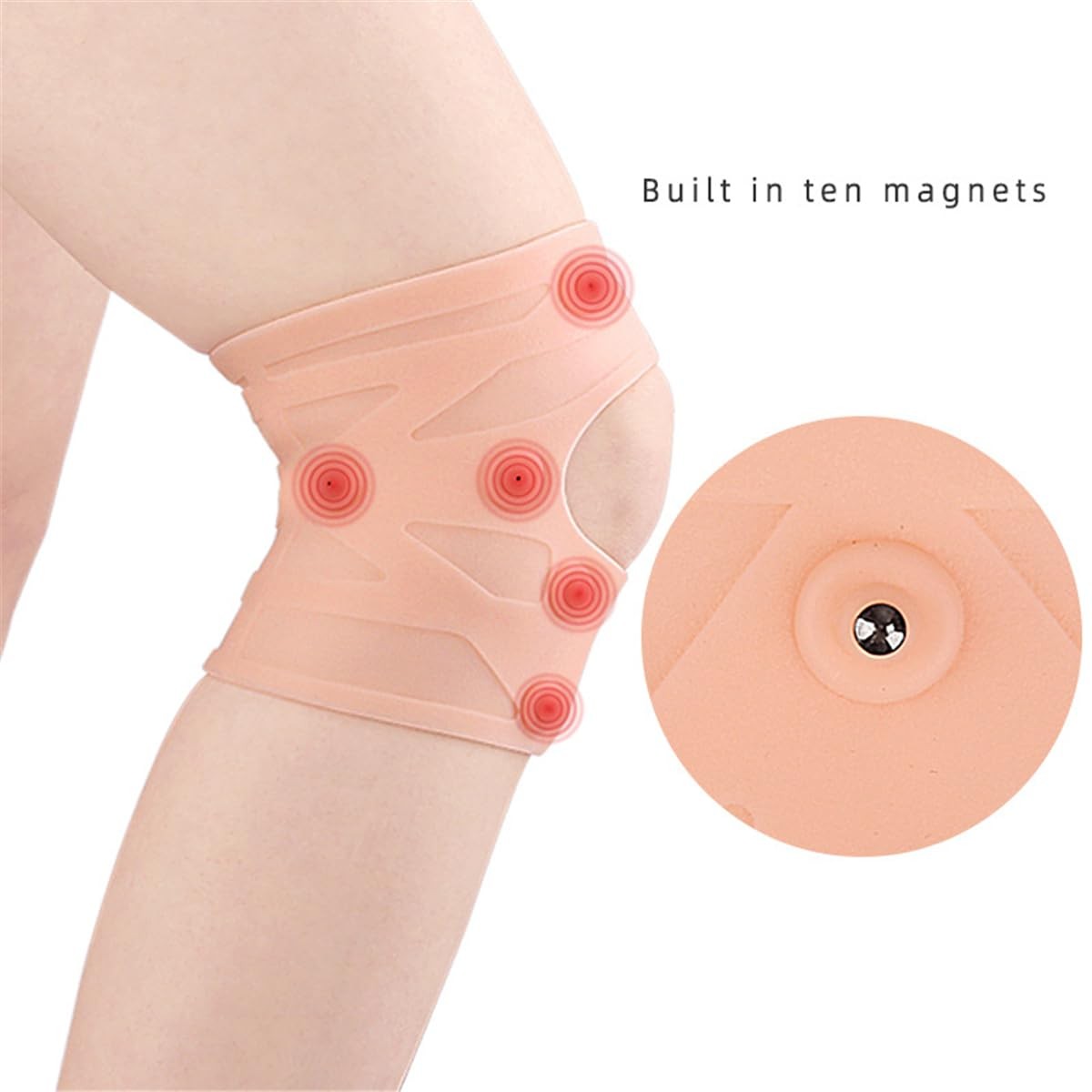 Magnetic Knee Pads, 1 Pair Breathable Silicone Brace Short style