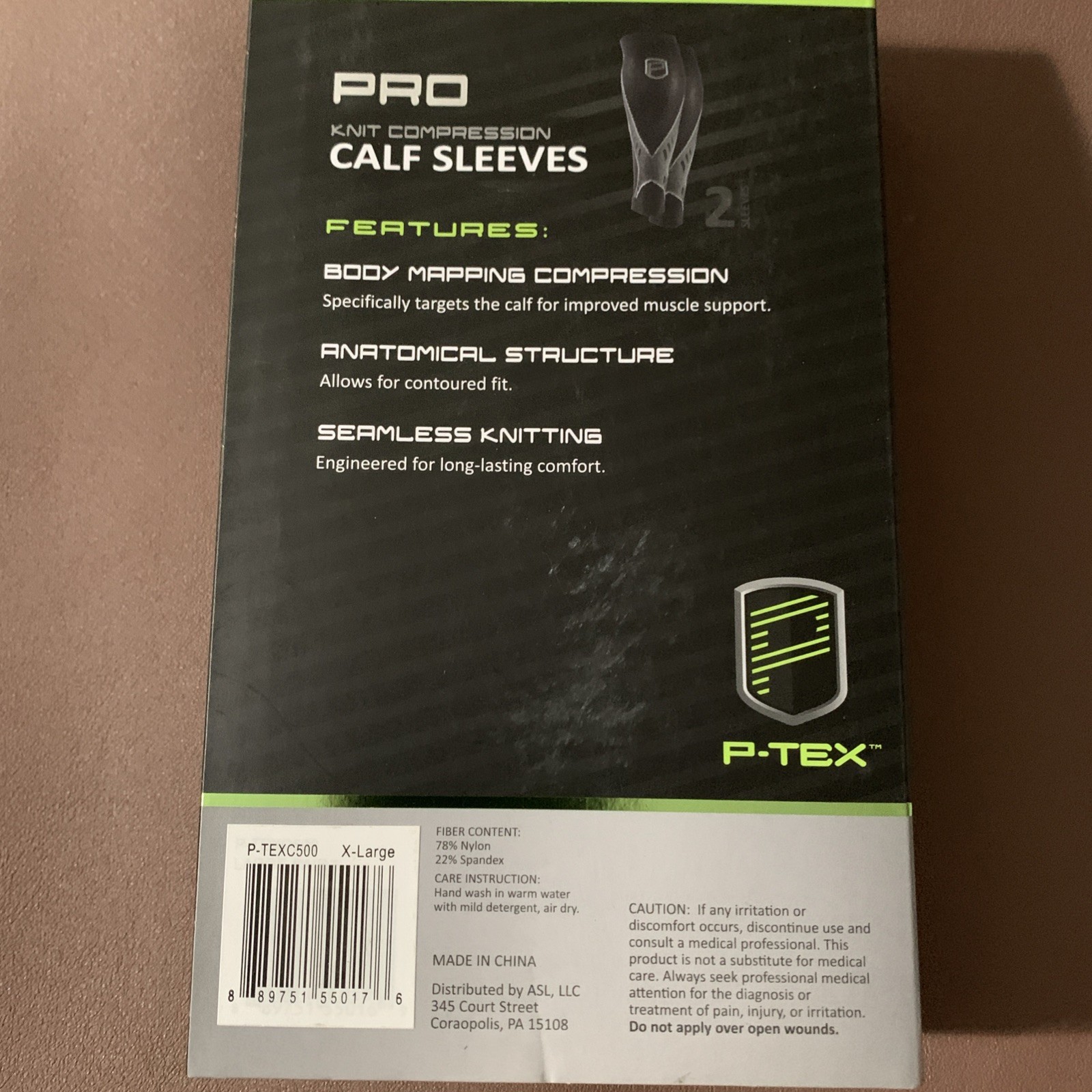 P-TEX ** PRO KNIT COMPRESSION CALF SLEEVES **P-TEXC500” XL Pair **BLACK*NEW**