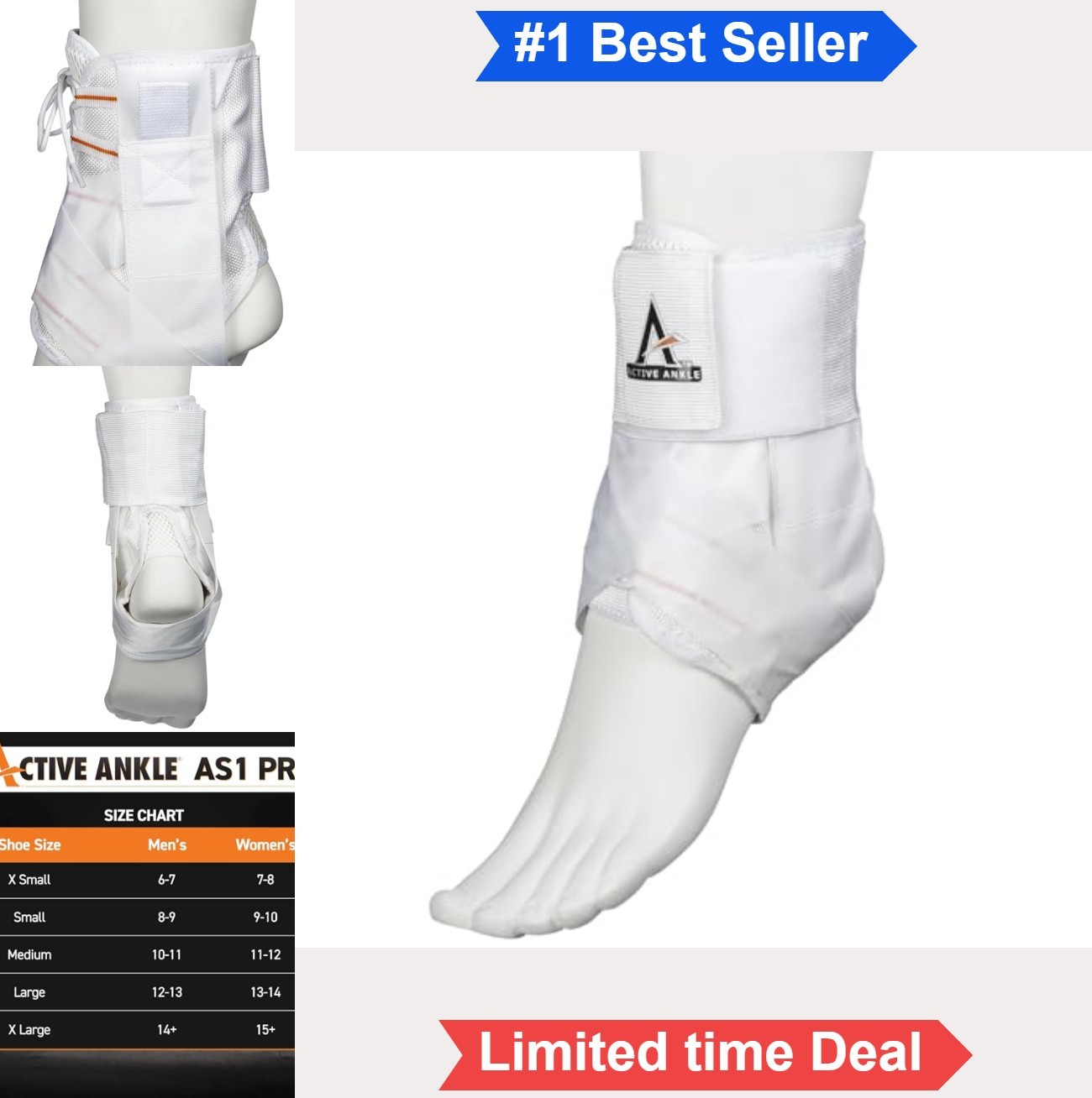 Lace Up Ankle Brace Medium White Neoprene for Basketball Football Volleyball