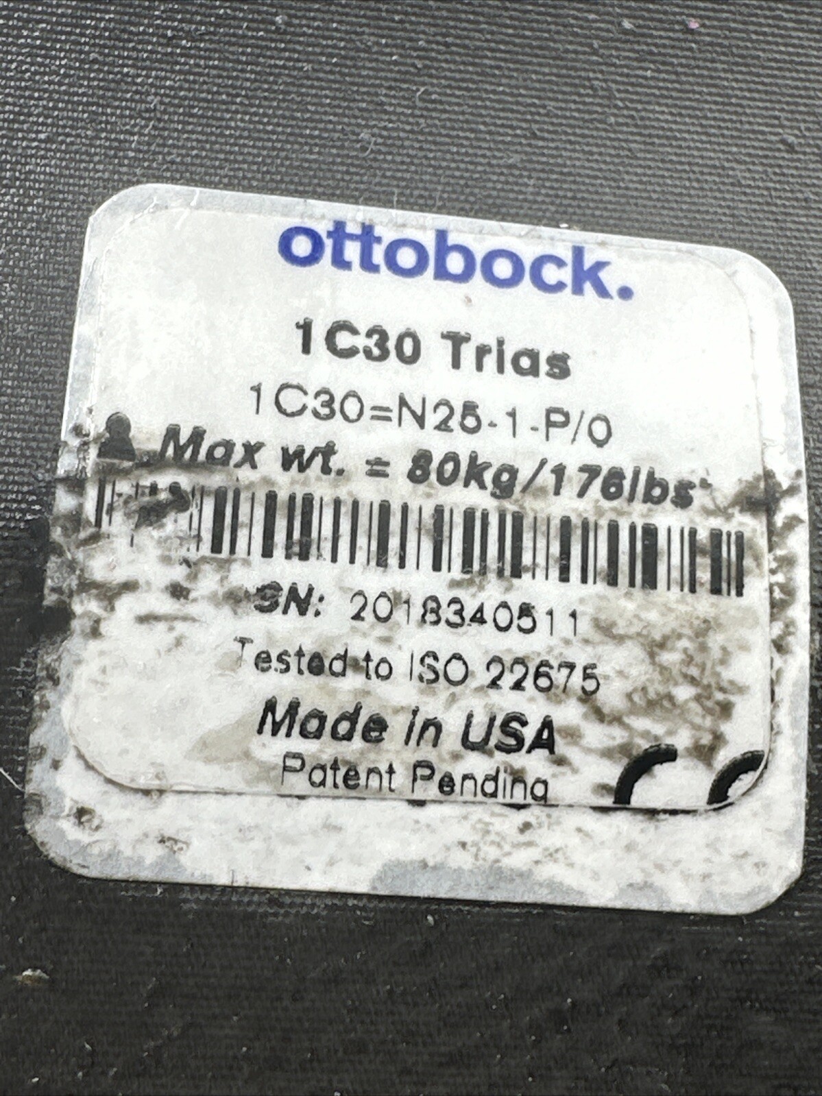 OTTOBOCK Otto Bock 1c30 Trias Prosthetic Foot. Size 25. Category 1 Left Shell