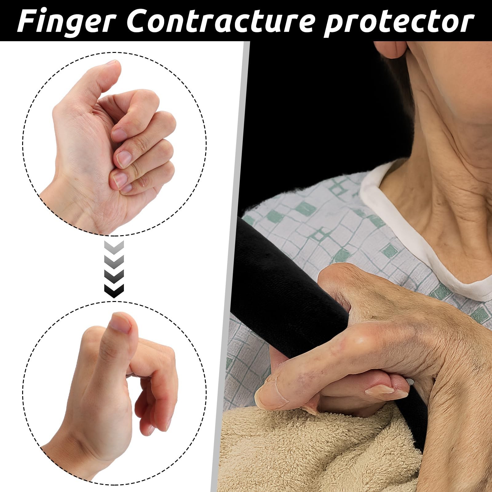 2 PCS Black Palm Protector Contracture Cushion Support Prevent Parkinson