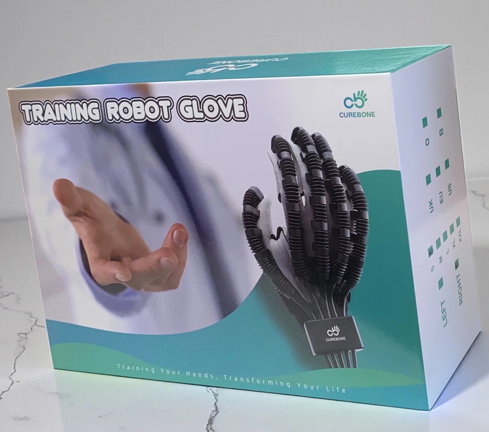 Curebone Training Robot Glove Right Small Stroke Recovery Therapy Finger Rehab.