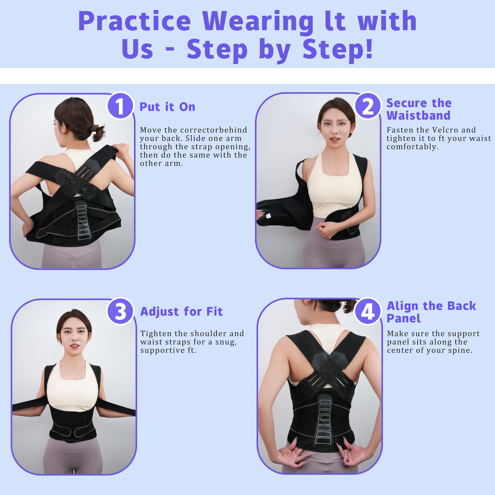 SFSSCDF Back Brace Posture Corrector for Women and Men Vertical L