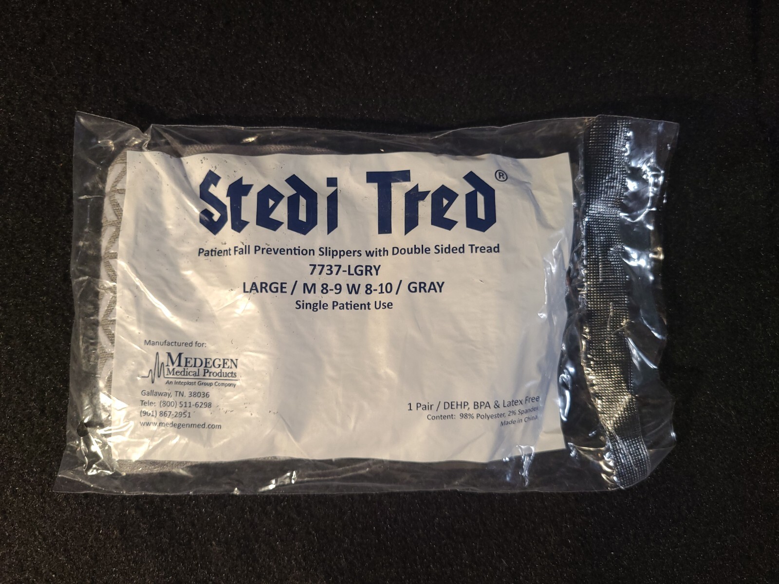 Large Stedi Tred Fall Socks Gray Fall Prevention Slippers 1 Pair Latex Free New