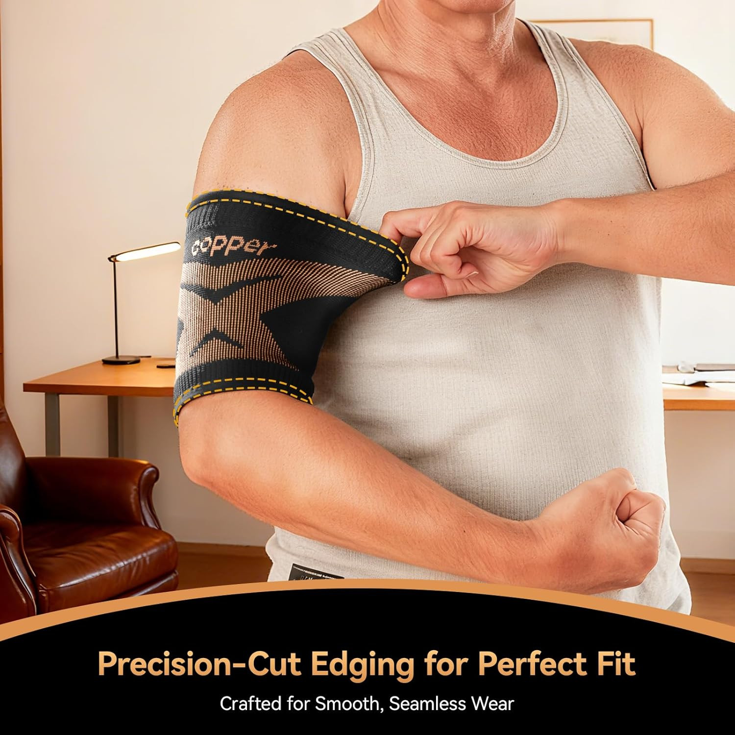 Copper-Infused Compression Sleeve for Bicep Tendonitis Recovery – 1 Pair
