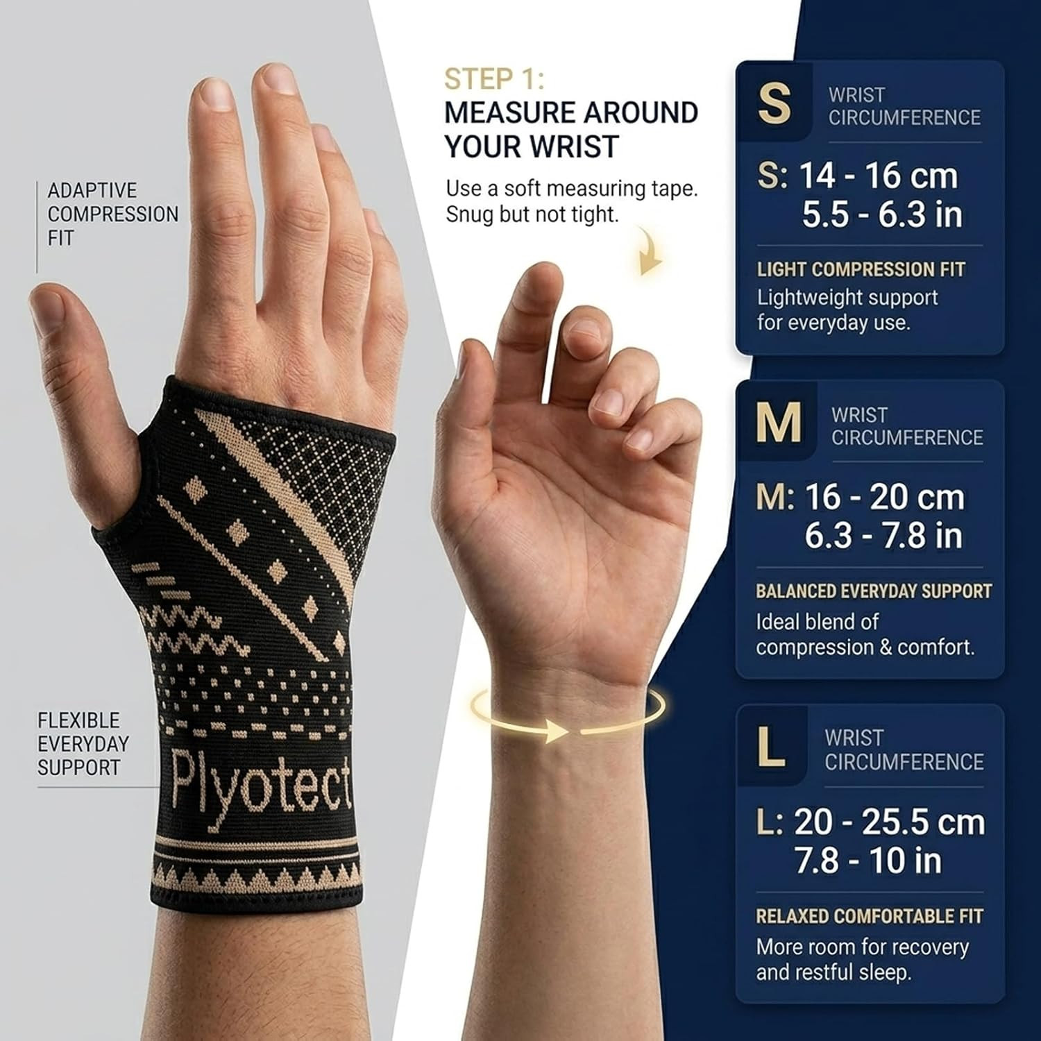 2 Pack Wrist Compression Sleeve – Copper Infused Wrist Brace for Carpal Tunnel,