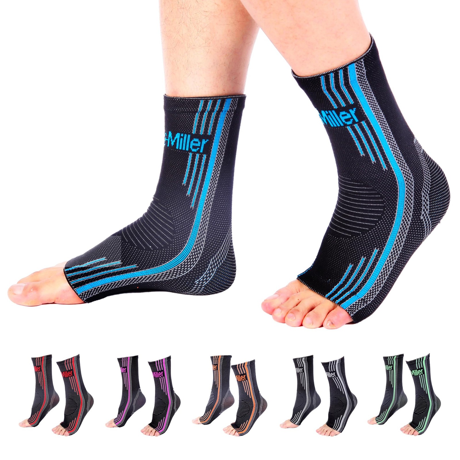 1 Pair Ankle Compression Sleeve, 20-30 mmHg, Plantar Fasciitis, Toeless Sock