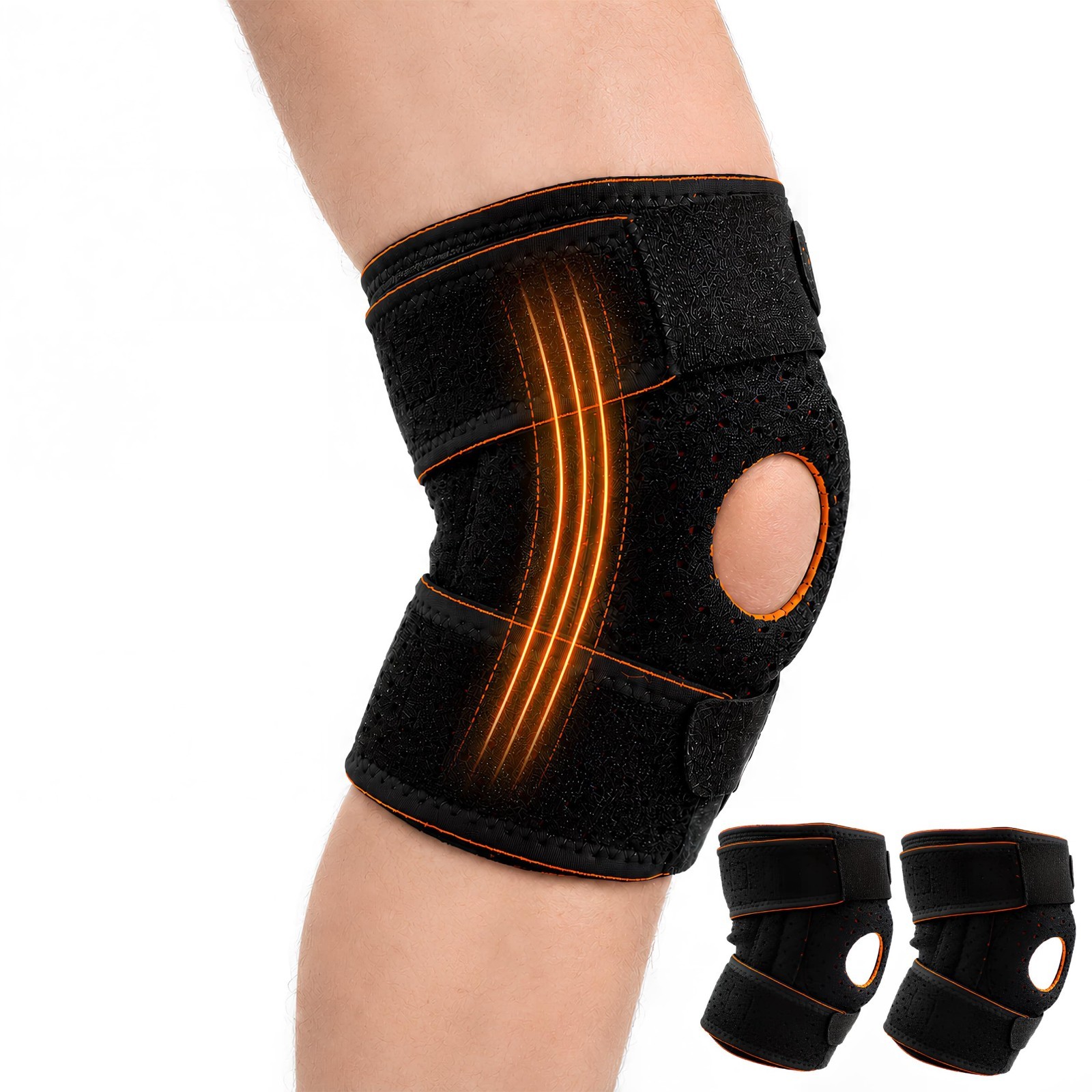 ZYNOCARE Knee Brace for Women and Men, 2 Count Adjustable Open Patella Knee Brac
