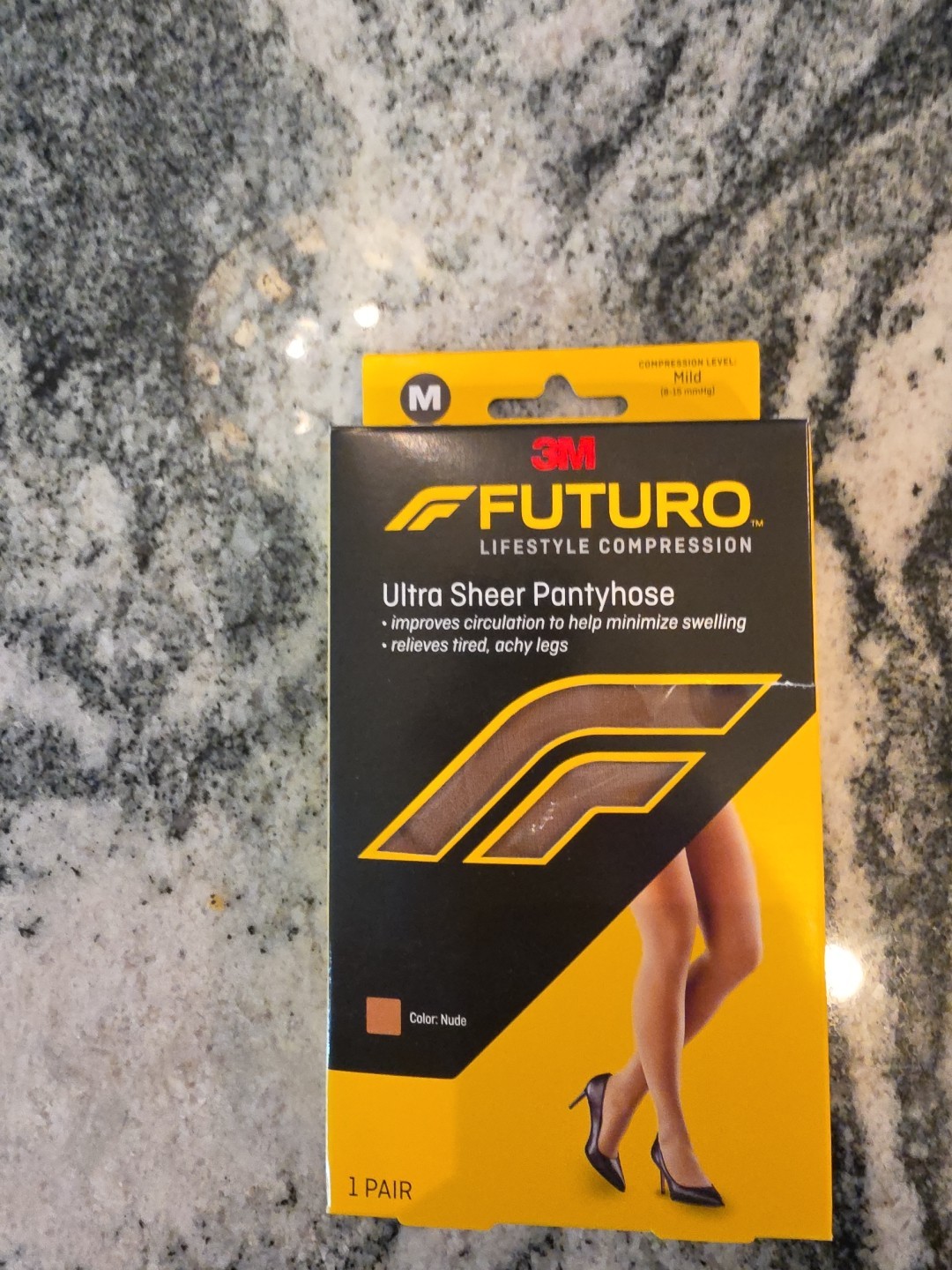 3M Futuro Ultra Sheer Pantyhose Mild Size M Compression Silky Soft Nude 1Pair