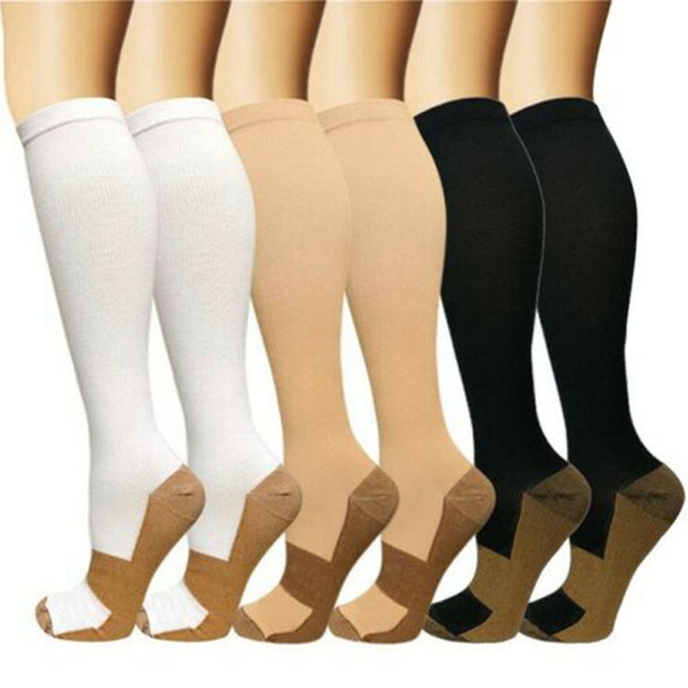3/6 Packs Copper Compression Socks 20-30mmHg Graduated Support for Men Women