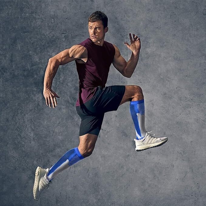 1-2 Pair Compression Socks 20-30 mmhg Knee High Men Women Calf Leg Brace Support