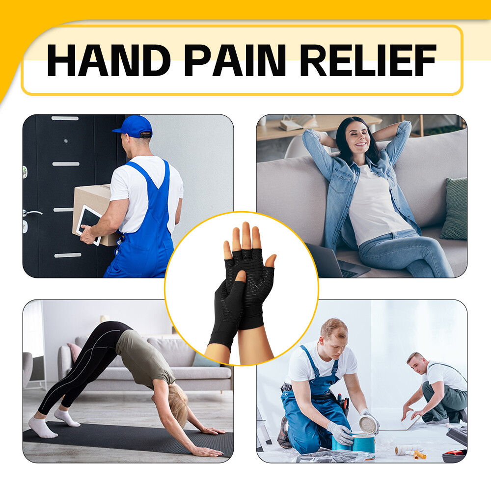 Copper Arthritis Compression Gloves Hand Support Pain Relief Joint Self Care