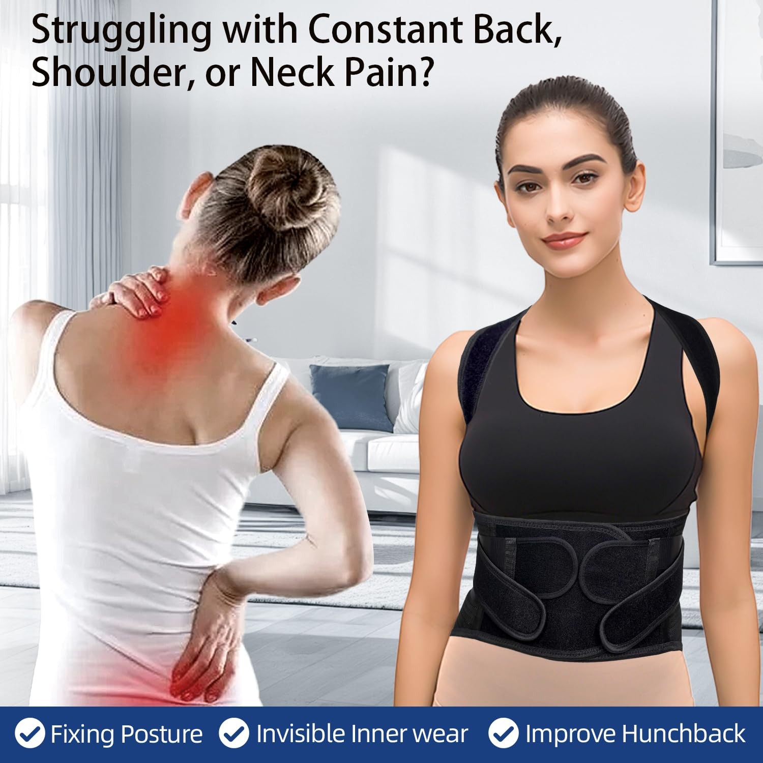 Upgraded Posture Corrector for Women & Men, Back Brace for Upper/Lower Back P…