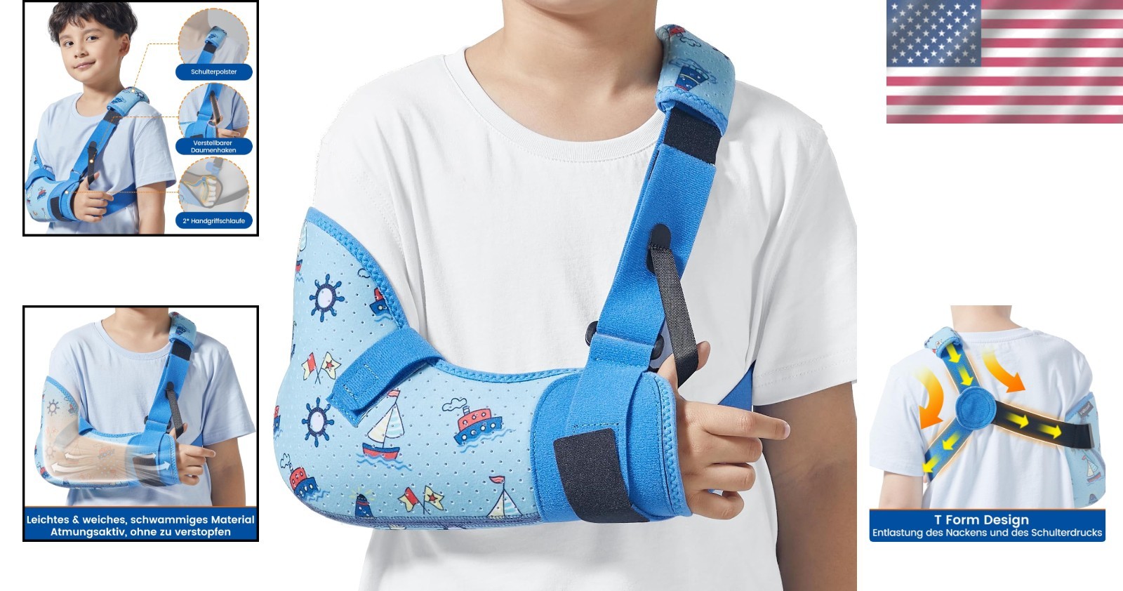 Kids Adjustable Arm Sling, Comfortable Immobilizer for Broken Arm – XS Size