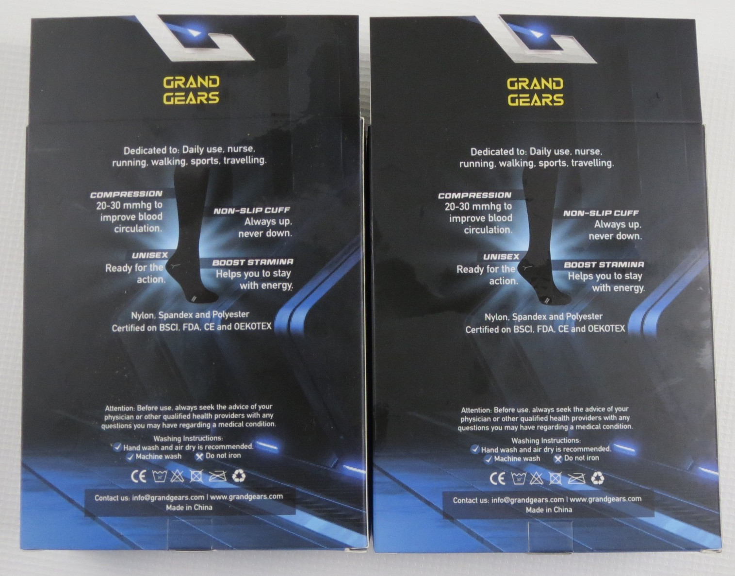 Lot of 2 Pairs Grand Gears Black Travel Compression Support Socks Size XXL 2XL