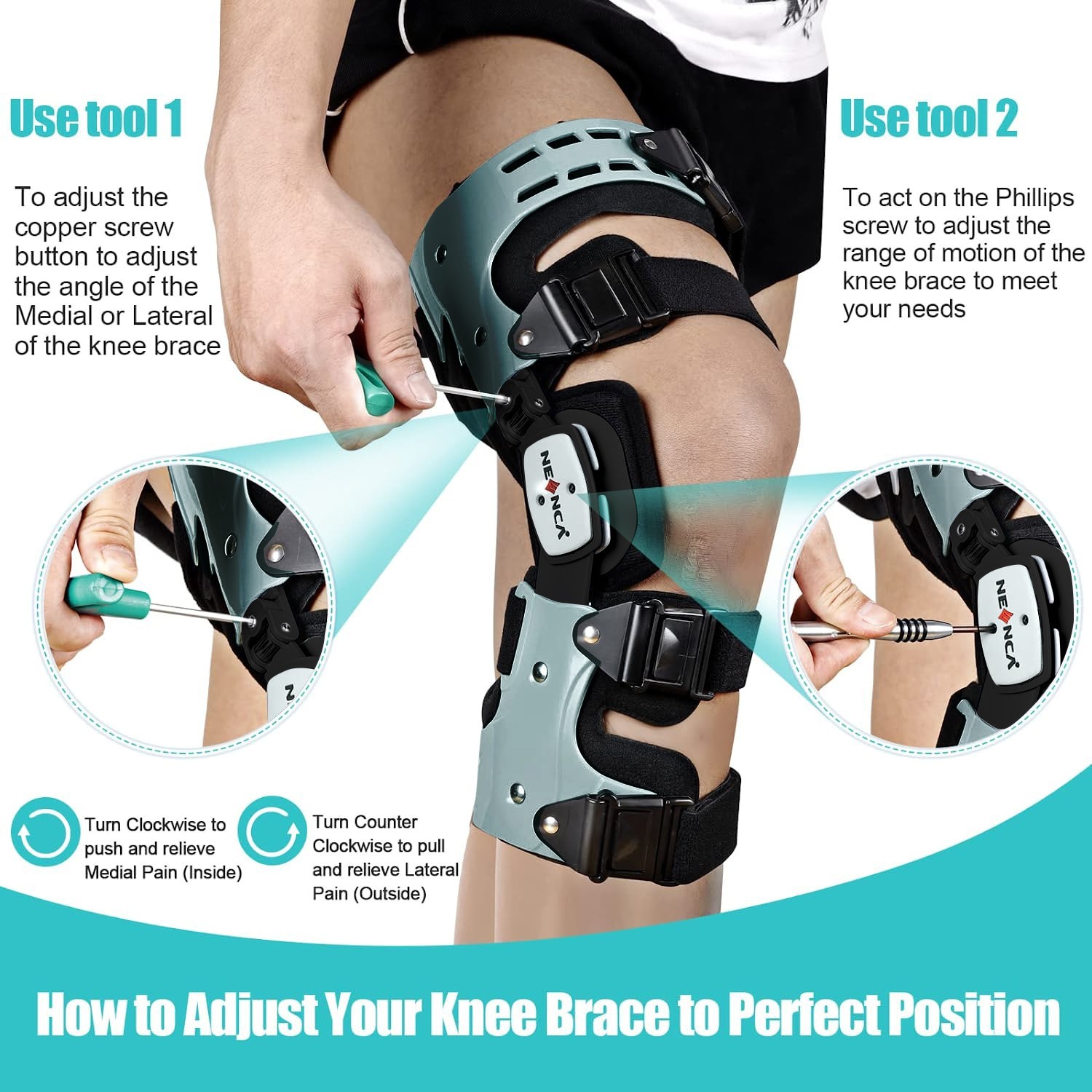 Right or Left Adjustable Knee Support with Stabilization