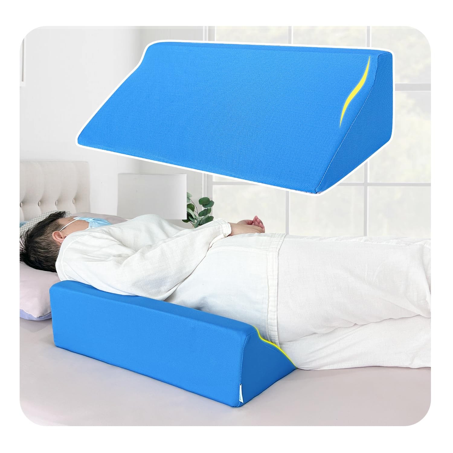 Bed Wedge Pillow For Sleeping Seniors Post Surgery 1 Count (Pack of 1), Blue