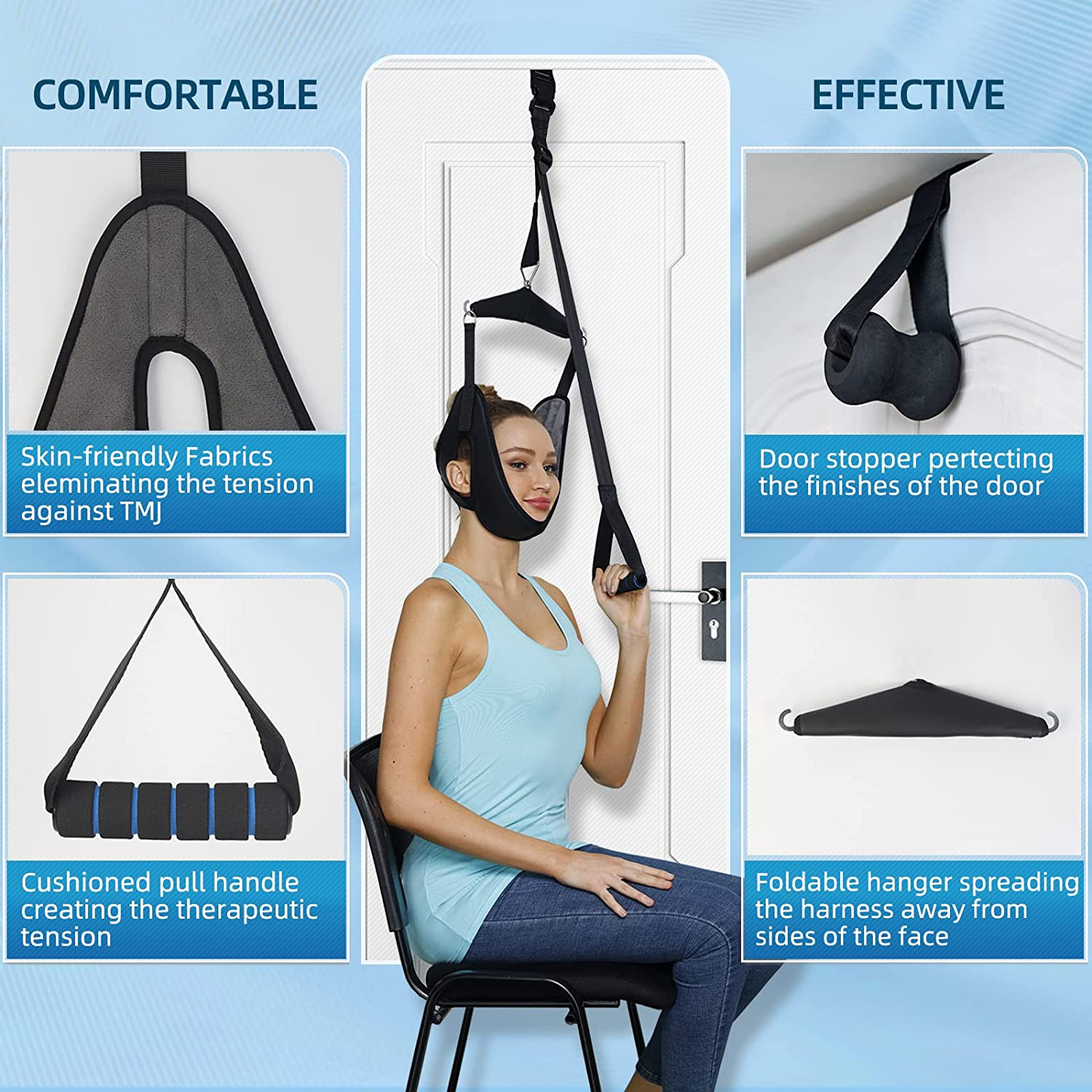 Cervical Neck Traction Device Over-The-Door,Portable Neck Stretcher